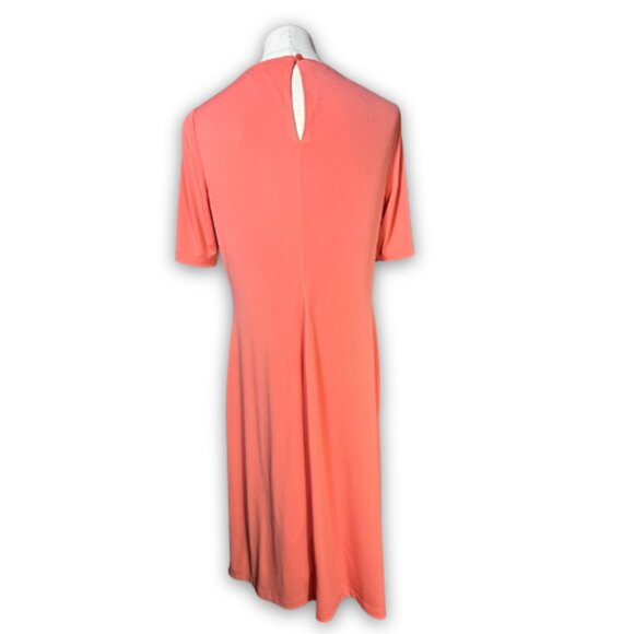 Long Tall Sally Coral Pink Faux Wrap Dress US Sz 14 - Picture 2 of 11